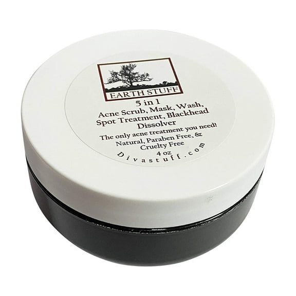 Earth Stuff 5 in 1 Acne Scrub, Mask, Wash, 4oz Jar by Diva Stuff