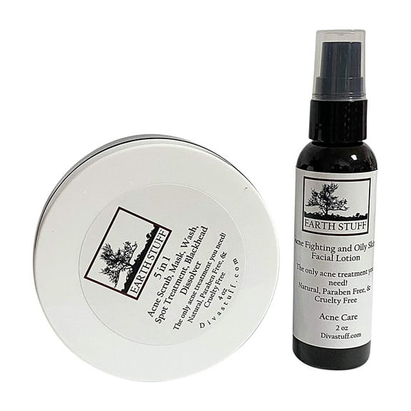 Earth Stuff Acne Set, The Only Two Products You Need To Control Cystic, Severe and Mild Acne, 5 in 1