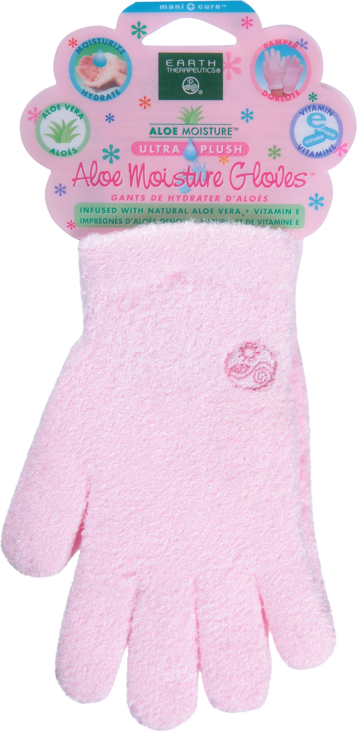 Earth Therapeutics Aloe Moisture Gloves Pink 1 Pair