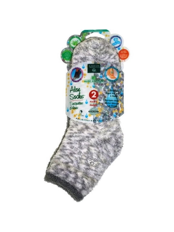 Aloe Moisture, Aloe Socks, Grey and White, 2 Pairs