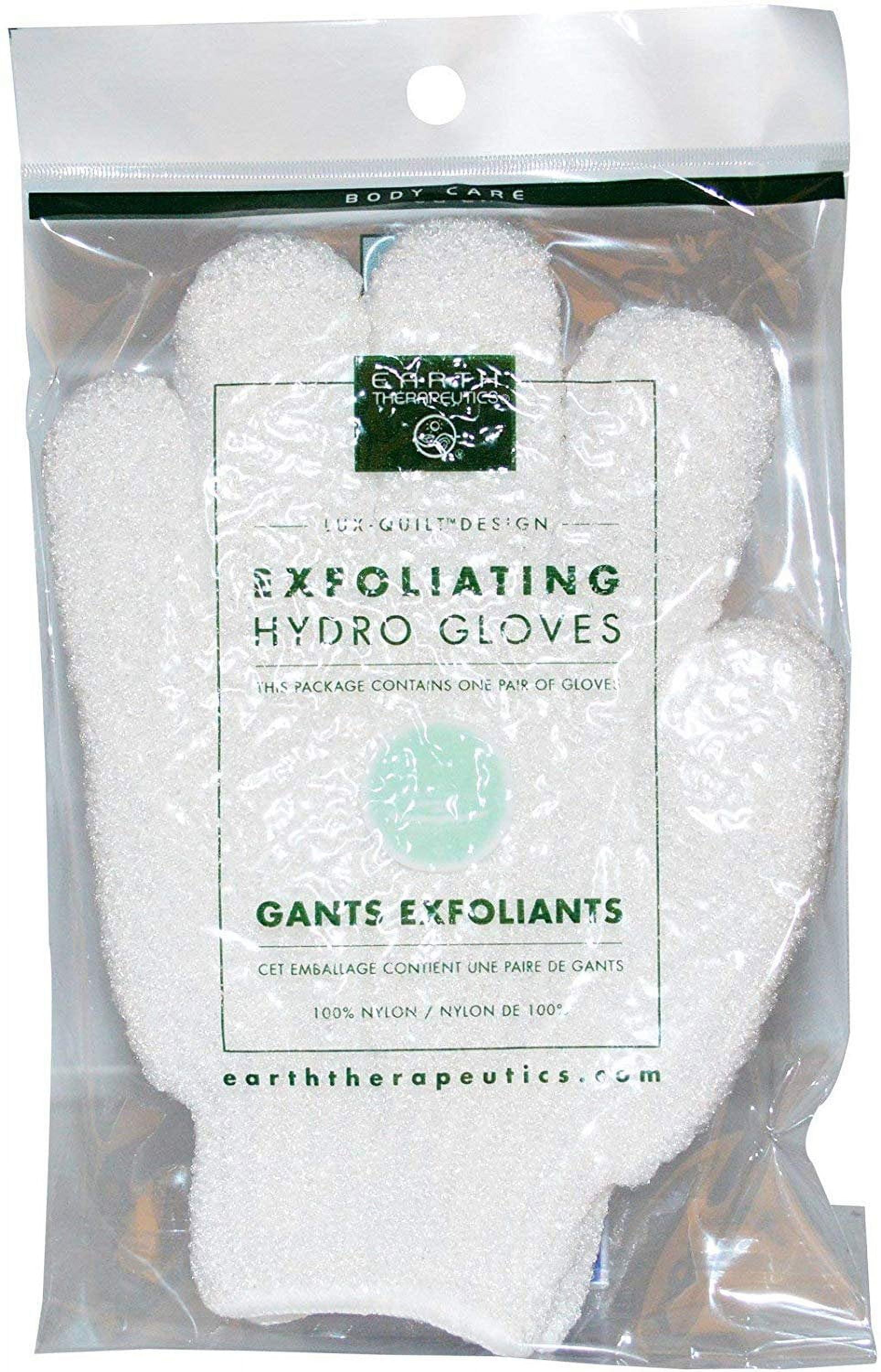 Earth Therapeutics Exfoliating Hydro Gloves 100 Nylon, White, 1 Pair