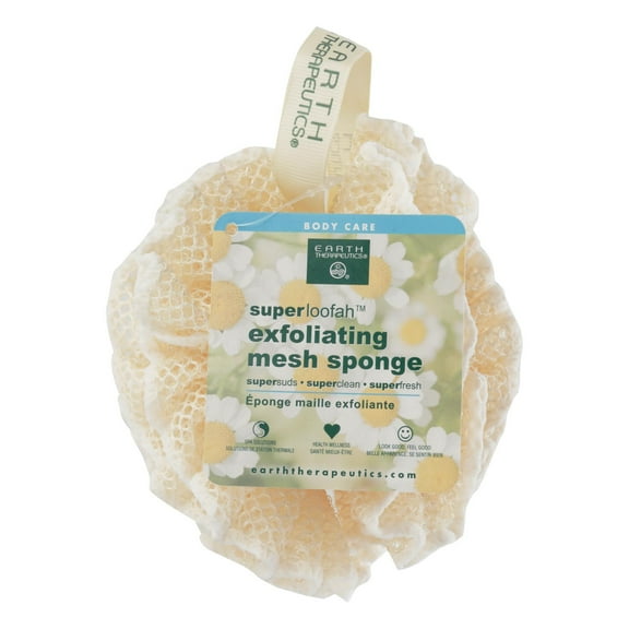 Earth Therapeutics Super Loofah Exfoliating Mesh Sponge, Beige & Khaki