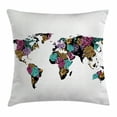 thumbnail image 1 of Earth Throw Pillow Cushion Cover, World Map with Elegance Rose Flowered Continents Shabby Chic Thematic Petals Design, Decorative Square Accent Pillow Case, 20 X 20 Inches, Multicolor, by Ambesonne, 1 of 2