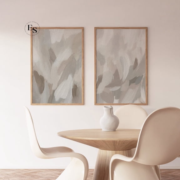 Earth Tone Abstract Neutral Abstract Art Modern Minimalist Set 2 Stretched Canvas 16x24