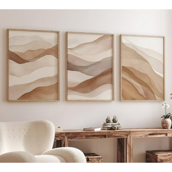 Earth Tone Abstract Wall Art Set Neutral Landscape Prints Minimalist Brown Beige Modern Boho Home Decor 245, Poster Only