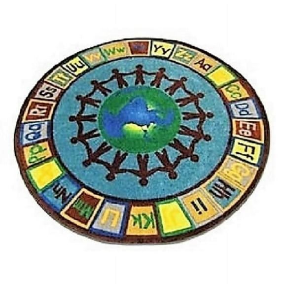 Kids World Carpets Earth Tones Alpha World Nylon Educational Area Rug (6'6 x 6'6) - EXACT SIZE