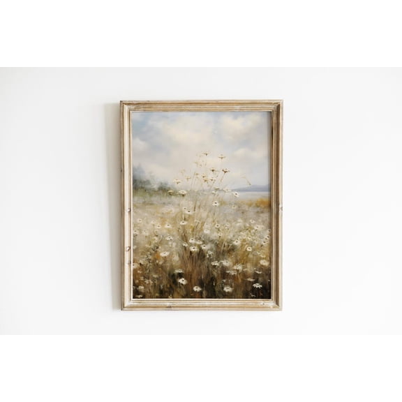 Earth Tone Daisy Wildflower Field Unframed Paper Print