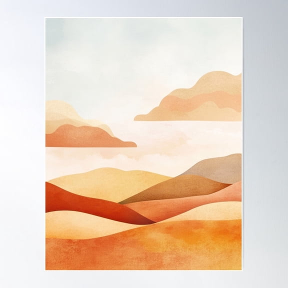 Earth Tone Horizon – Minimal Abstract Landscape Art Poster Wall Art, Modern Wall Decor For Living Room Bedroom, 8x12 UNFRAMED