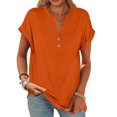 thumbnail image 1 of ​Earth Tone Oversized Button-Down Tshirt, Cotton Short Sleeve Shirts For Women 100 Percent Tops Spring ​Cotton Boho Dress Dresses Summer 2025 Womens Casual Black Outfits Av Saffron, 1 of 5