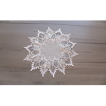 Earth Tone Silver Lace on Silver Fabric Doily (12" Round)