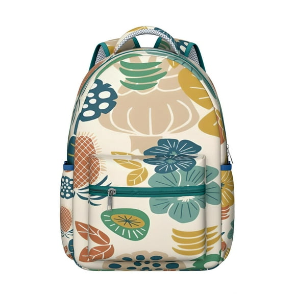 Earth Tone Woven Detail Backpack - Spacious 17" Laptop Sleeve with Multiple Pockets | Bohemian Style School Bag for Women, Durable Oxford Fabric Daypack for Organized Textbook Carry