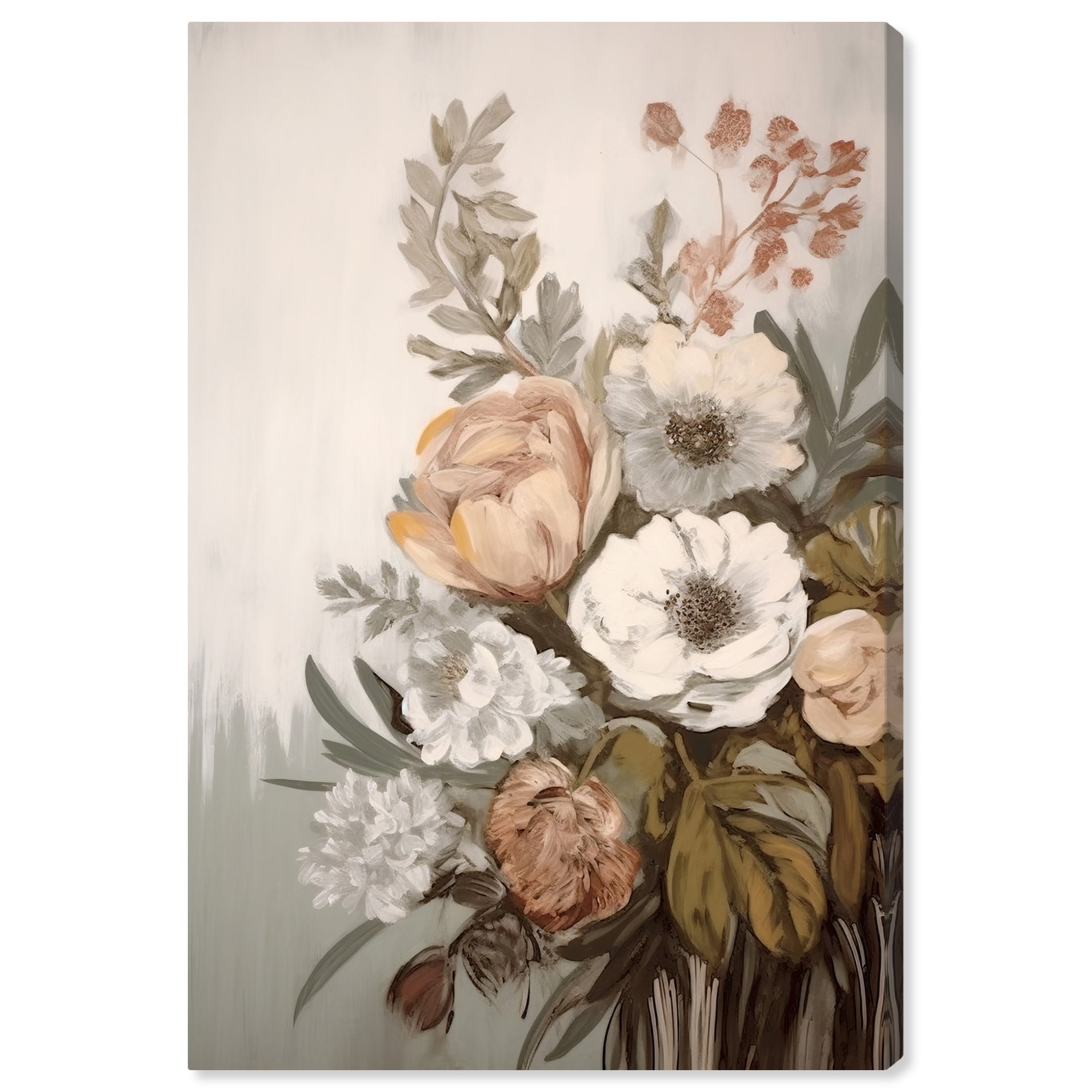 Elegant Earth Tones Floral Canvas Wall Art, 24" x 16"