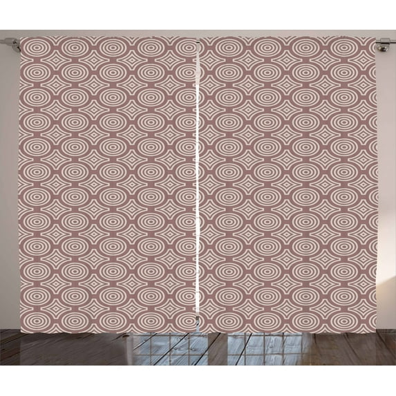 Ambesonne Earth Tones Curtains 2 Panel Set, Geometric, 108" x 84", Pale Mauve Taupe