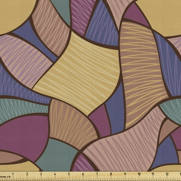 Ambesonne Earth Tones Fabric by the Yard Upholstery, Funky Boho, 1 Yard, Multicolor