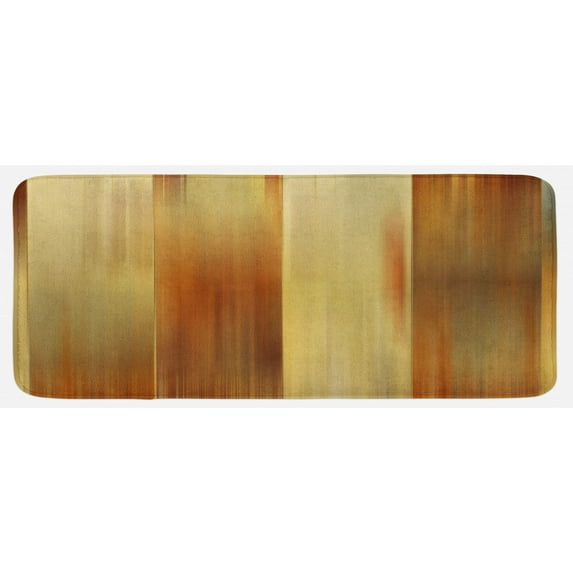 Earth Tones Kitchen Mat, Abstract Modern Design Ombre Inspired Smooth Color Transitions, Plush Decorative Kitchen Mat with Non Slip Backing, 47" X 19", Pale Yellow and Ginger, by Ambesonne