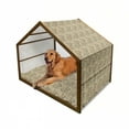 thumbnail image 1 of Earth Tones Pet House, Iranian Pattern Traditional Paisley Welsh Pears, Outdoor & Indoor Portable Dog Kennel with Pillow and Cover, 5 Sizes, Grey Yellow, by Ambesonne, 1 of 4
