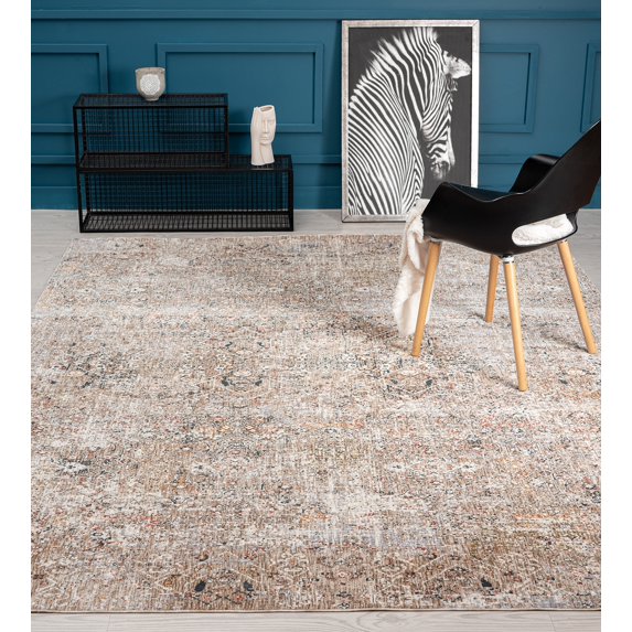 Earth Tones/Pewter Transitional Area Rug 2' X 3' 2' x 3' Bathroom,Bedroom,Entryway