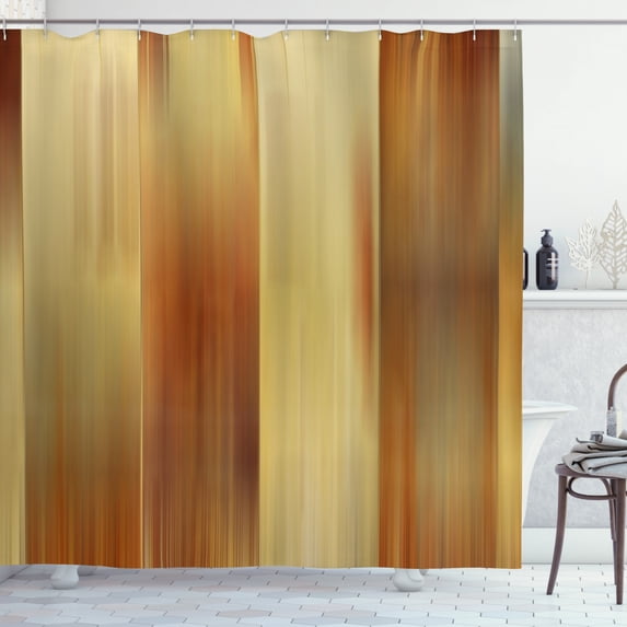 Earth Tones Shower Curtain, Abstract Modern Design Ombre Inspired Smooth Color Transitions, Cloth Fabric Bathroom Decor Set with Hooks, 15" Extra Wide, Pale Yellow and Ginger, by Ambesonne