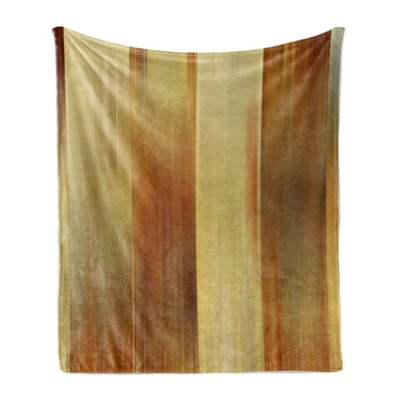 Earth Tones Soft Flannel Fleece Throw Blanket, Abstract Modern Design Ombre Inspired Smooth Color Transitions, Cozy Plush for Indoor and Outdoor Use, 70" x 90", Pale Yellow and Ginger, by Ambesonne