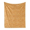 thumbnail image 1 of Earth Tones Soft Flannel Fleece Throw Blanket, Autumn Season Colors Digital Leaves Forming Dimensional Spirals, Cozy Plush for Indoor and Outdoor Use, 50" x 60", Earth Yellow Apricot, by Ambesonne, 1 of 6