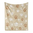 thumbnail image 1 of Earth Tones Soft Flannel Fleece Throw Blanket, Baby Dog Paws Print Animal Companion Puppy Pet Friendly Print, Cozy Plush for Indoor and Outdoor Use, 70" x 90", Beige Pale Caramel White, by Ambesonne, 1 of 6