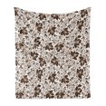 thumbnail image 1 of Earth Tones Soft Flannel Fleece Throw Blanket, Brown Silhouette Petals and Leafage with Spiral Stems Gardening Plants, Cozy Plush for Indoor and Outdoor Use, 60" x 80", Dark Brown White, by Ambesonne, 1 of 5