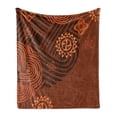 thumbnail image 1 of Earth Tones Soft Flannel Fleece Throw Blanket, Composition Floral Intricacy Folk Details, Cozy Plush for Indoor and Outdoor Use, 50" x 70", Brown Orange Peach, by Ambesonne, 1 of 5