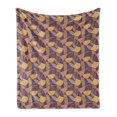 thumbnail image 1 of Earth Tones Soft Flannel Fleece Throw Blanket, Funky Pattern with Groovy Boho Effects Vibrant Formless Shapes, Cozy Plush for Indoor and Outdoor Use, 50" x 60", Multicolor, by Ambesonne, 1 of 5