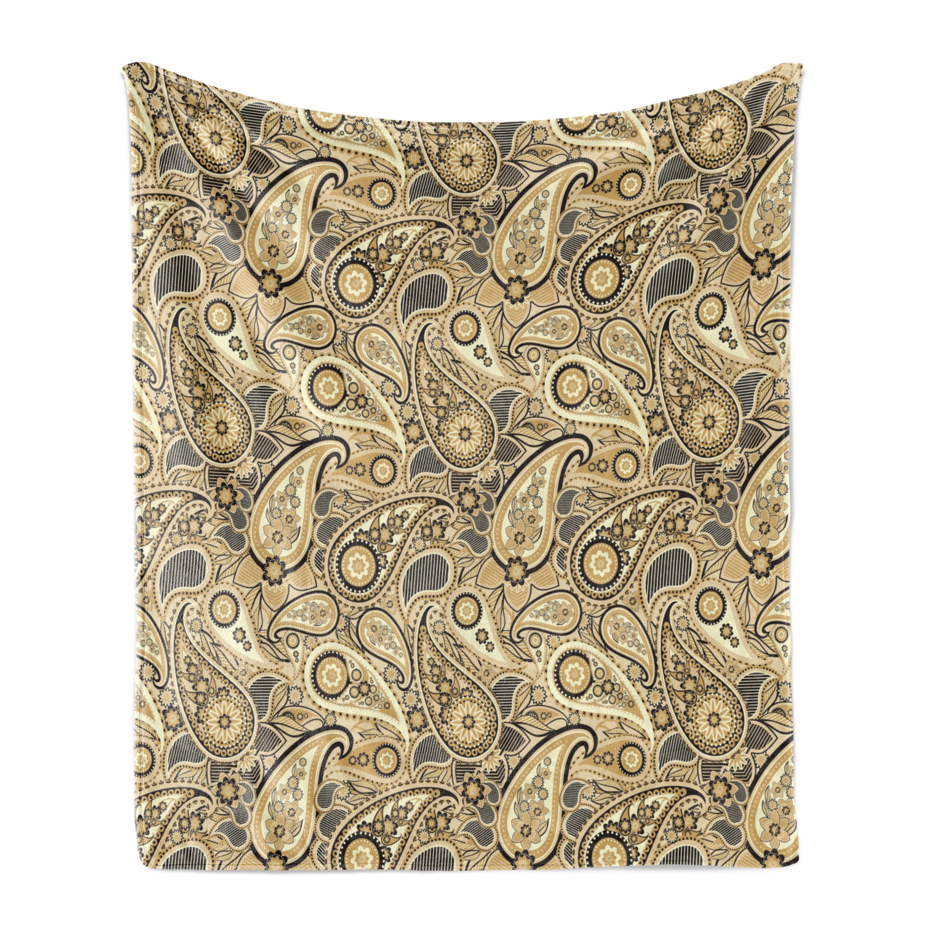 Earth Tones Soft Flannel Fleece Throw Blanket, Iranian Pattern