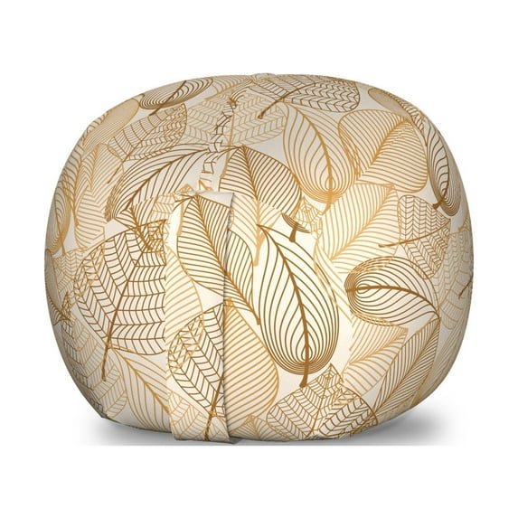 Earth Tones Storage Toy Bag Chair, Autumn Leaves Harvest Seasonal Faded Deciduous Trees Fall Pattern, Stuffed Animal Organizer Washable Bag, Small Size, Brown Pale Brown Beige, by Ambesonne