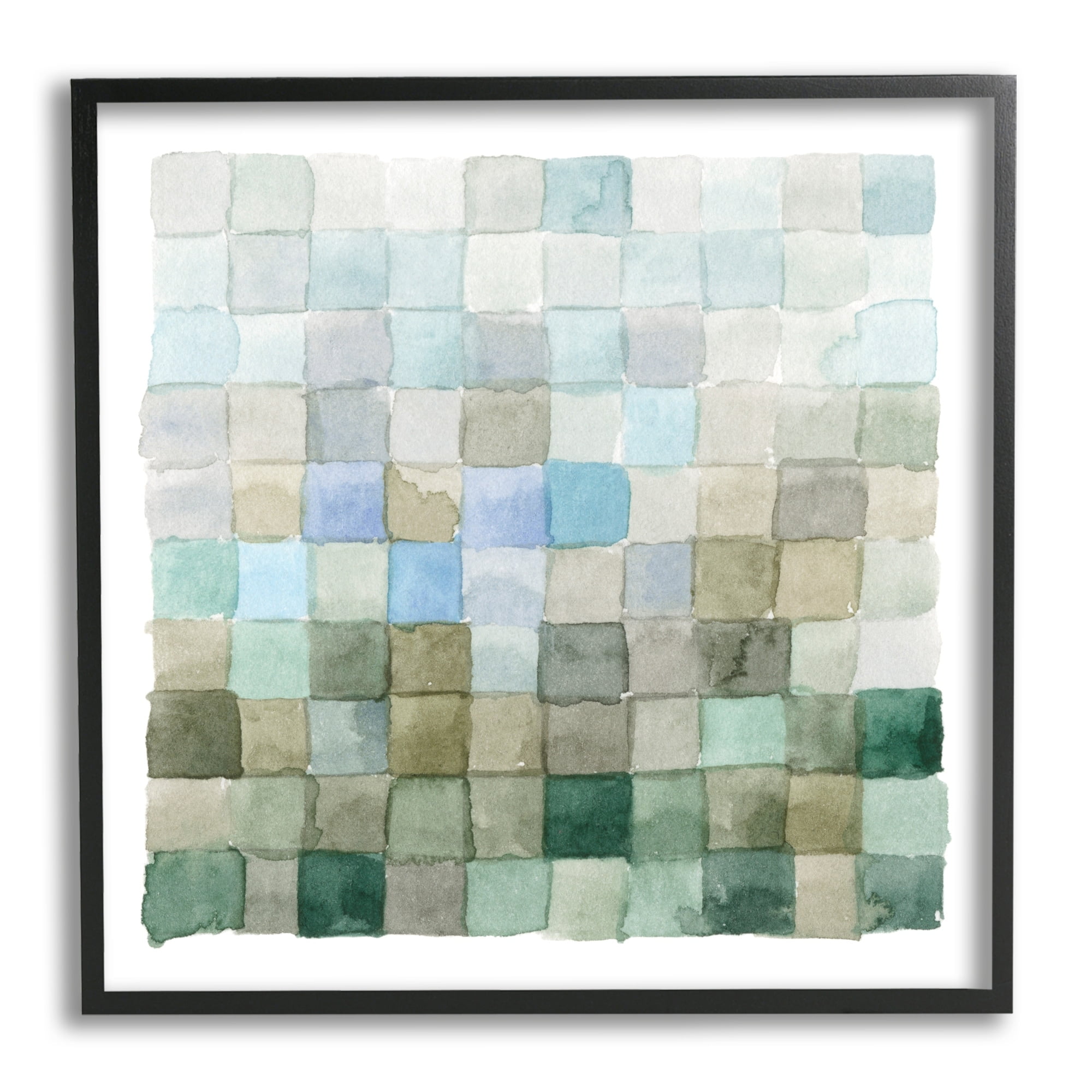 Earth Tones Watercolor Detail Square Shape Pattern Abstract Painting Framed Art Print Wall Art