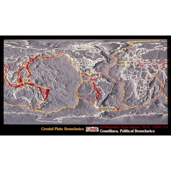 Earth Topography. Ndigital Image Of The Topography Of The Earth, Showing Land And Sea-Floor Elevations, As Well As