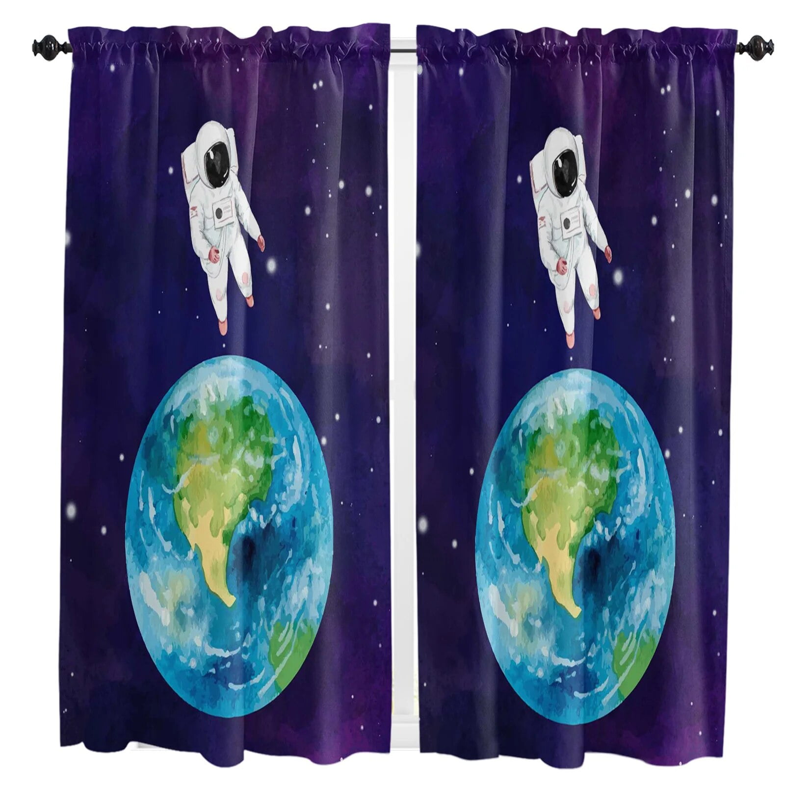 Earth Universe Space And Stars Window Curtains for Living Room the ...