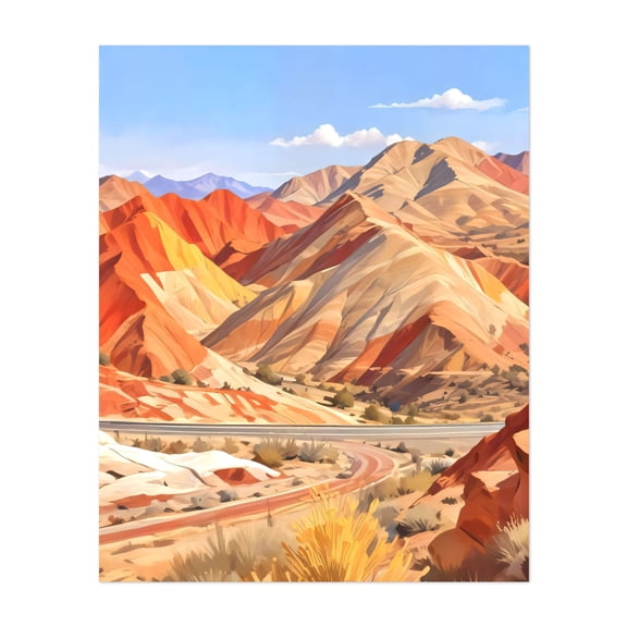 Where the Earth Wears Fire and the Sky Whispers Peace - Mixed Media Desert Landscape Nature Mountain Scenic Travel Poster Unframed Wall Art Print 36 x 48 inches