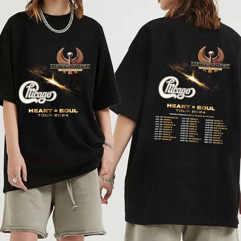 Earth Wind And Fire And Chicago Tour 2024 Shirt, Heart & Soul Tour 2024