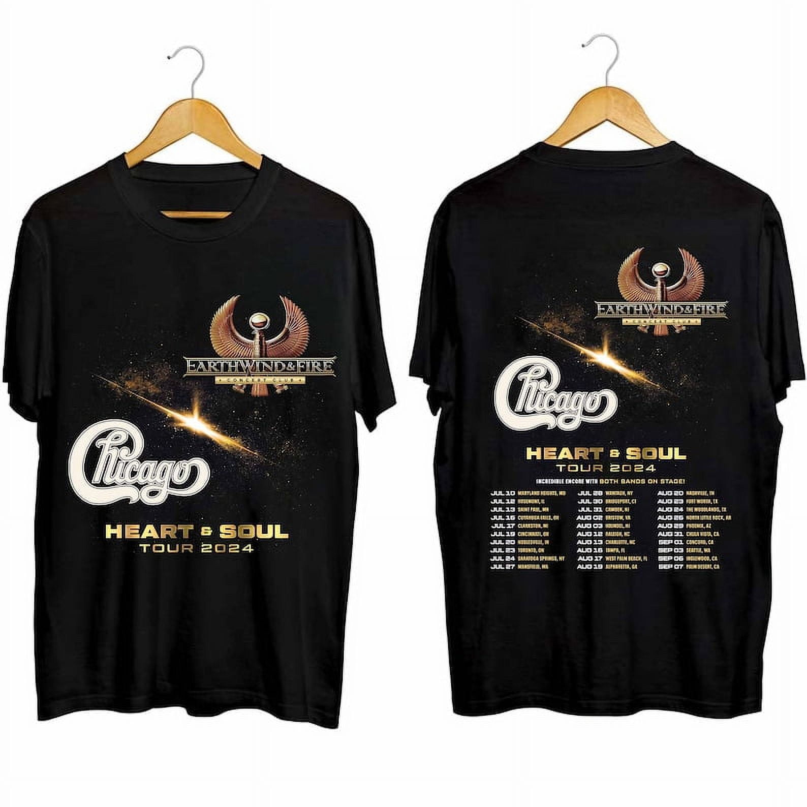 Earth Wind And Fire And Chicago Tour 2024 Shirt, Heart & Soul Tour 2024
