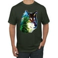 thumbnail image 1 of Earth Wolf Trees Mountains Nature Animal Lover Men's Graphic T-Shirt, Forest Green, 5XL, 1 of 3