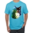 thumbnail image 1 of Earth Wolf Trees Mountains Nature Animal Lover Men's Graphic T-Shirt, Light Turquoise, Large, 1 of 3