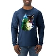thumbnail image 1 of Earth Wolf Trees Mountains Nature Animal Lover Mens Long Sleeve Shirt, Vintage Heather Navy, Medium, 1 of 3