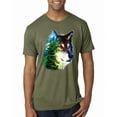 thumbnail image 1 of Earth Wolf Trees Mountains Nature Animal Lover Mens Premium Tri Blend T-Shirt, Military Green, Small, 1 of 3
