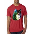 thumbnail image 1 of Earth Wolf Trees Mountains Nature Animal Lover Mens Premium Tri Blend T-Shirt, Vintage Red, Large, 1 of 3