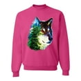thumbnail image 1 of Earth Wolf Trees Mountains Nature Animal Lover Unisex Crewneck Graphic Sweatshirt, Fuschia, 3XL, 1 of 3