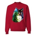 thumbnail image 1 of Earth Wolf Trees Mountains Nature Animal Lover Unisex Crewneck Graphic Sweatshirt, Red, X-Large, 1 of 3