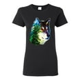 thumbnail image 1 of Earth Wolf Trees Mountains Nature Animal Lover Womens Graphic T-Shirt, Black, 3XL, 1 of 3