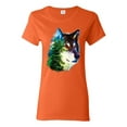 thumbnail image 1 of Earth Wolf Trees Mountains Nature Animal Lover Womens Graphic T-Shirt, Orange, Small, 1 of 3