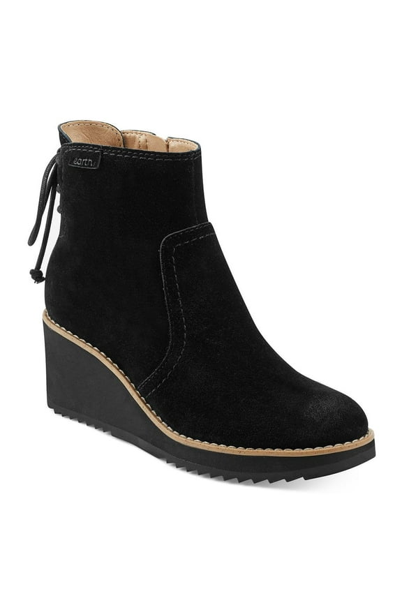 Earth Women's Calia Wedge Ankle Booties, Black-suede, 8