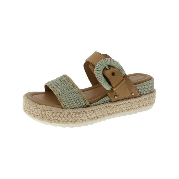 Earth Womens Colla Woven Leather Slide Sandals