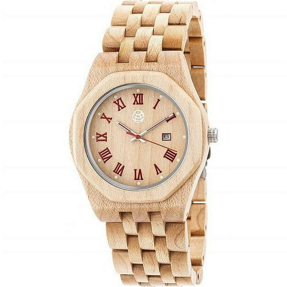 Earth Wood ETHEW5501 Baobab Mens Bracelet Watch with Date, Khaki & Tan