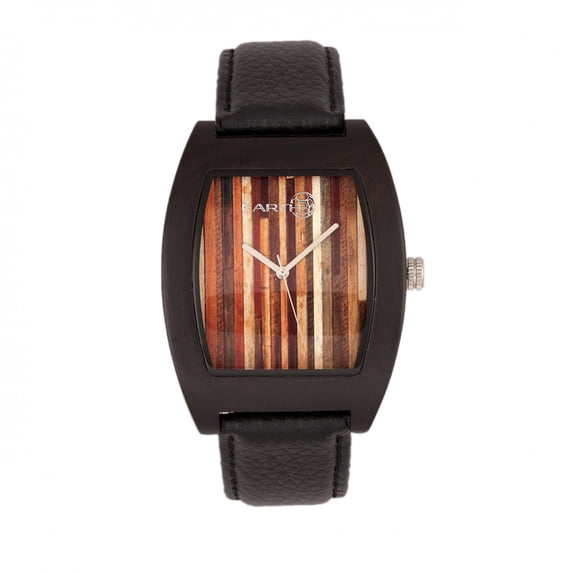 Earth Wood Cedar Leather-Band Watch - Dark Brown
