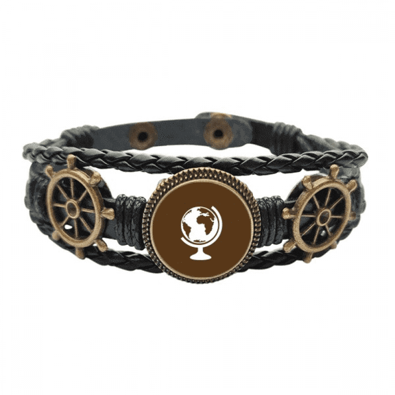 Earth World Region Geography Leather Braided Ocean Bracelet Wristband